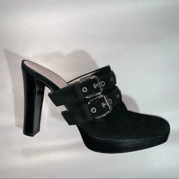 Celine | Shoes | Cline Size 38 Black Suede Platform Mules With  